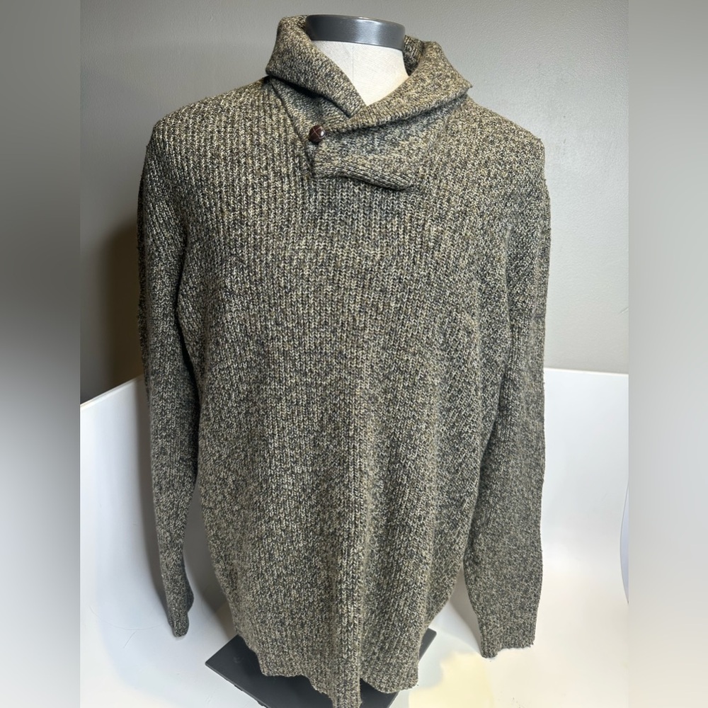 Banana Republic Men's Marled Shawl Collar Crewneck Sweater - Gray/Brown